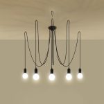 Crni viseći luster s 5 žarulja EDISON 5